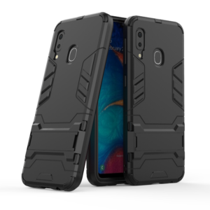 Phone Case BBR Iron Armor ( Shockproof - Rugged ) with Kickstand for SAMSUNG Galaxy A20e BLACK