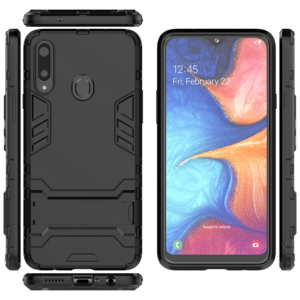 Phone Case BBR Iron Armor ( Shockproof - Rugged ) with Kickstand for SAMSUNG Galaxy A20s BLACK