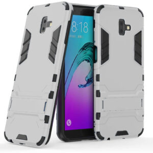 Phone Case BBR Iron Armor ( Shockproof - Rugged ) with Kickstand for SAMSUNG Galaxy J6 PLUS SILVER