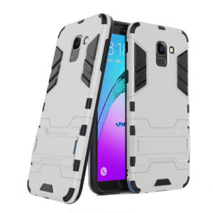 Phone Case BBR Iron Armor ( Shockproof - Rugged ) with Kickstand for SAMSUNG Galaxy J6 SILVER