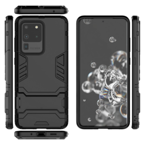 Phone Case BBR Iron Armor ( Shockproof - Rugged ) with Kickstand for SAMSUNG Galaxy S20 ULTRA BLACK