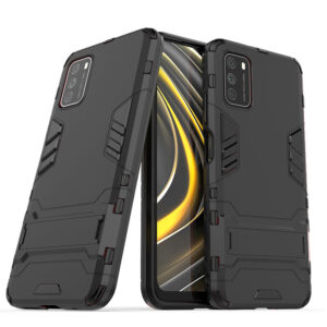 Phone Case BBR Iron Armor ( Shockproof - Rugged ) with Kickstand for XIAOMI POCO M3 BLACK