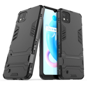 Phone Case BBR Iron Armor ( Shockproof - Rugged ) with Kickstand for REALME C20 BLACK