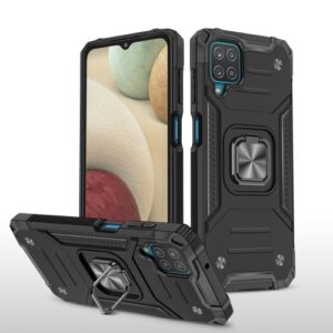 Phone Case BBR Platinum Armor ( Shockproof - Rugged ) with Kickstand-Ring for SAMSUNG Galaxy A12 BLACK
