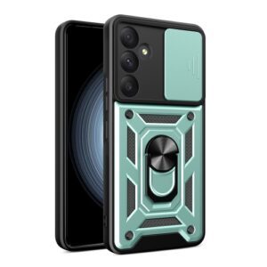 Phone Case BBR Slider One Armor ( Shockproof - Rugged ) with Kickstand-Ring and cameras slide cover for SAMSUNG Galaxy A55 DARK GREEN