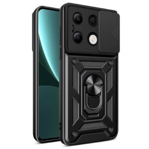 Phone Case BBR Slider One Armor ( Shockproof - Rugged ) with Kickstand-Ring and cameras slide cover for XIAOMI REDMI NOTE 13 PRO 5G BLACK