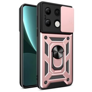 Phone Case BBR Slider One Armor ( Shockproof - Rugged ) with Kickstand-Ring and cameras slide cover for XIAOMI REDMI NOTE 13 PRO 4G PINK