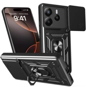 Phone Case BBR Slider One Armor ( Shockproof - Rugged ) with Kickstand-Ring and cameras slide cover for XIAOMI REDMI NOTE 14 4G BLACK