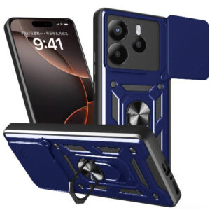 Phone Case BBR Slider One Armor ( Shockproof - Rugged ) with Kickstand-Ring and cameras slide cover for XIAOMI REDMI NOTE 14 5G BLUE