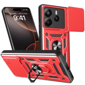 Phone Case BBR Slider One Armor ( Shockproof - Rugged ) with Kickstand-Ring and cameras slide cover for XIAOMI REDMI NOTE 14 5G RED