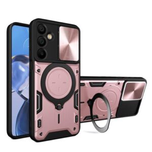 Phone Case BBR Slider Two Armor ( Shockproof - Rugged ) with Kickstand-Ring and cameras slide cover for SAMSUNG Galaxy A16 PINK
