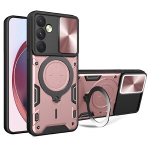 Phone Case BBR Slider Two Armor ( Shockproof - Rugged ) with Kickstand-Ring and cameras slide cover for SAMSUNG Galaxy A55 PINK