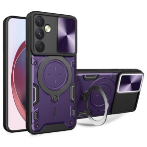 Phone Case BBR Slider Two Armor ( Shockproof - Rugged ) with Kickstand-Ring and cameras slide cover for SAMSUNG Galaxy A55 PURPLE