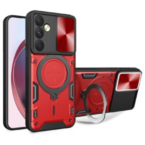 Phone Case BBR Slider Two Armor ( Shockproof - Rugged ) with Kickstand-Ring and cameras slide cover for SAMSUNG Galaxy A35 RED