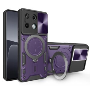 Phone Case BBR Slider Two Armor ( Shockproof - Rugged ) with Kickstand-Ring and cameras slide cover for XIAOMI REDMI NOTE 13 PRO 4G PURPLE