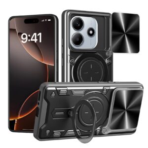 Phone Case BBR Slider Two Armor ( Shockproof - Rugged ) with Kickstand-Ring and cameras slide cover for XIAOMI REDMI NOTE 14 4G BLACK
