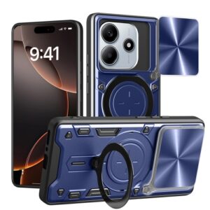 Phone Case BBR Slider Two Armor ( Shockproof - Rugged ) with Kickstand-Ring and cameras slide cover for XIAOMI REDMI NOTE 14 5G BLUE