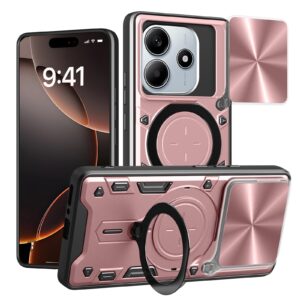 Phone Case BBR Slider Two Armor ( Shockproof - Rugged ) with Kickstand-Ring and cameras slide cover for XIAOMI REDMI NOTE 14 4G PINK