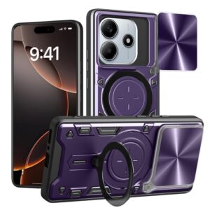 Phone Case BBR Slider Two Armor ( Shockproof - Rugged ) with Kickstand-Ring and cameras slide cover for XIAOMI REDMI NOTE 14 4G PURPLE