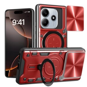 Phone Case BBR Slider Two Armor ( Shockproof - Rugged ) with Kickstand-Ring and cameras slide cover for XIAOMI REDMI NOTE 14 5G RED