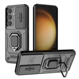 Phone Case BBR Warrior Armor ( Shockproof - Rugged ) with Kickstand-Ring and cameras slide cover for SAMSUNG Galaxy  S25 PLUS BLACK