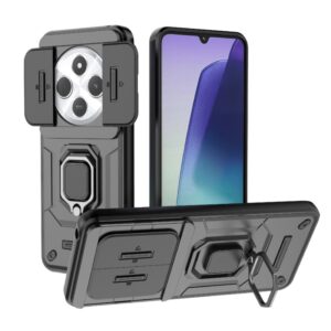 Phone Case BBR Warrior Armor ( Shockproof - Rugged ) with Kickstand-Ring and cameras slide cover for XIAOMI REDMI 14C 4G BLACK