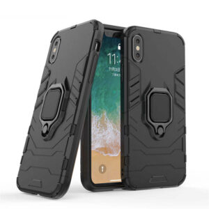 Phone Case BBR Ring Armor ( Shockproof - Rugged ) with Kickstand-Ring for i-PHONE 10 X/XS (5,8) BLACK