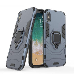 Phone Case BBR Ring Armor ( Shockproof - Rugged ) with Kickstand-Ring for i-PHONE 10 X/XS (5,8) NAVY BLUE